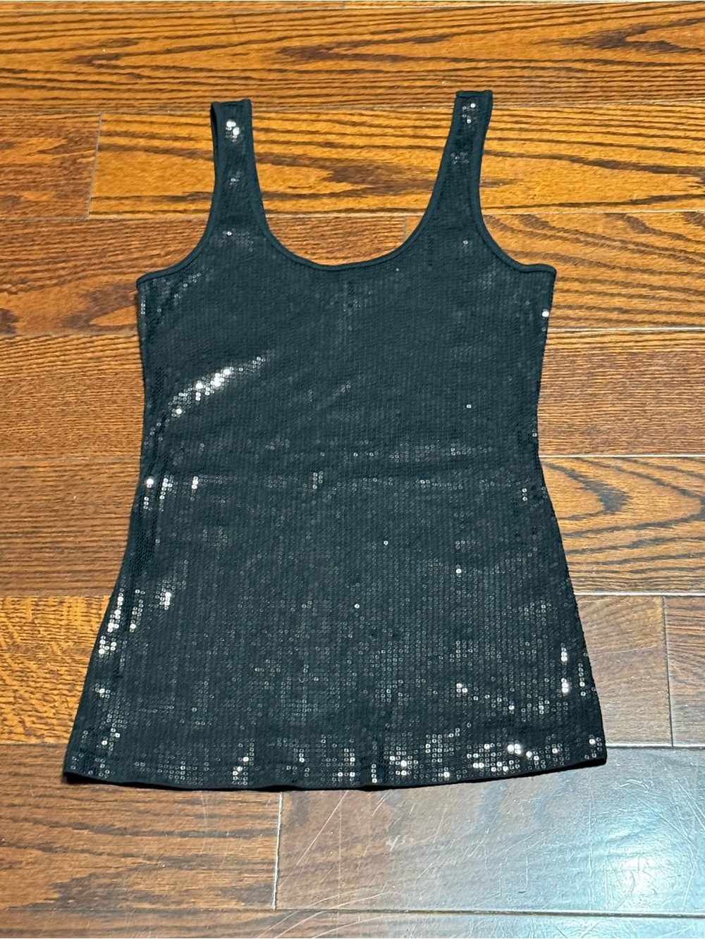 Express Black Sequin Scoop Neck Tank